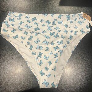 PINK Victoria Secret NWT Womens Size XXL Butterflies Blue White Bikini Bottom